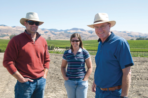 The Pacific Vineyard Co. vineyard team (left to right) Scott Williams, Erin Amaral and George Donati manages more than 80 percent of privately-owned vineyards in the Edna Valley appellation. Photo: Dan Hardesty